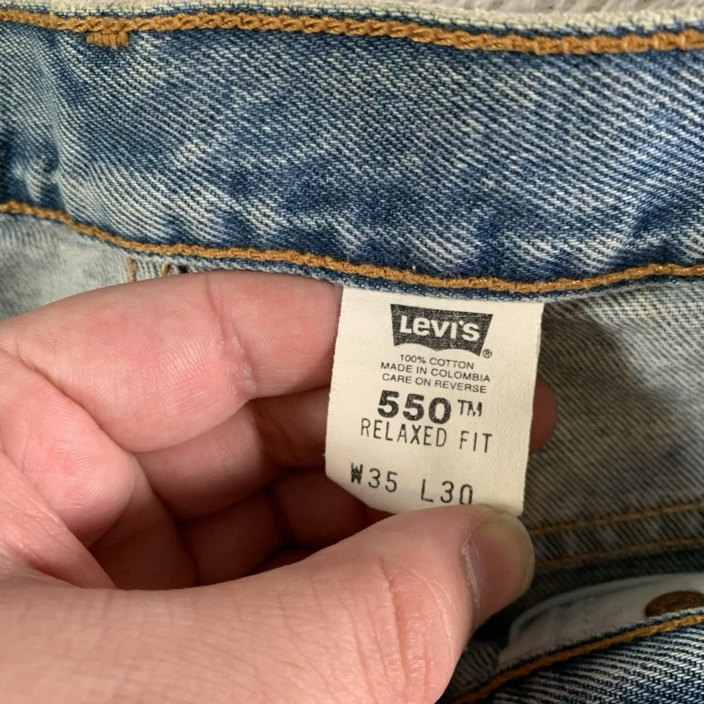 Vintage Levis 550 Jeans Mens 35x30 Blue‎ Light Wash Relaxed Fit Tapered Red Tab